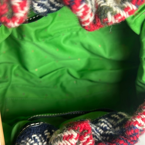 Kate Spade wool plaid wooden handle bag - Picture 4 of 5